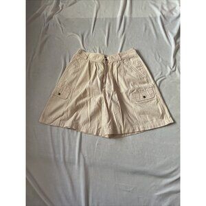 Lizwear Womens Beige Cargo Skort Size 14 100% Cotton Pleated Front Button/Zipper